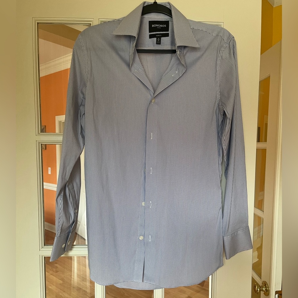 Bonobos Jetsetter Stretch Dress Shirt - Navy Mini Check